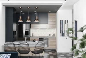 现代北欧风三居室 石家庄亿佰居装饰国源和天下106平餐厅装修效果图赏析